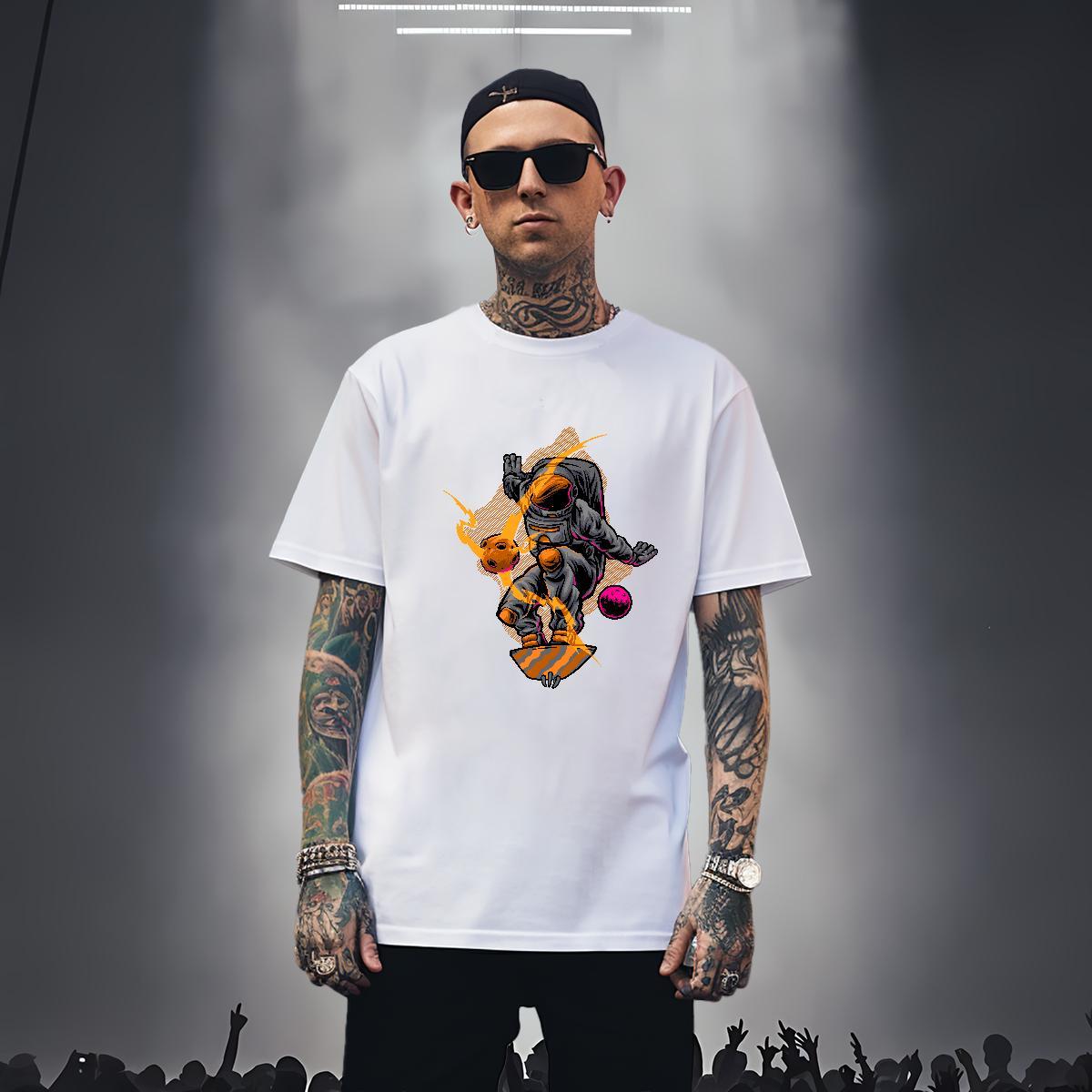 Mens T Shirts 230g Cotton cosmonaut Daily Wear Breathable Crew Neck Oversized 4XL Men Tees Designer Fashion Popular Tshirts