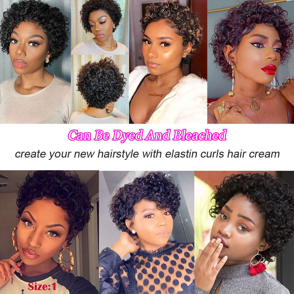 Pixie Cut 6 Inch Short Curly Human Hair 13X1 Transparent Lace Wig Plucked And Bleached Knots Wigs For Black Women