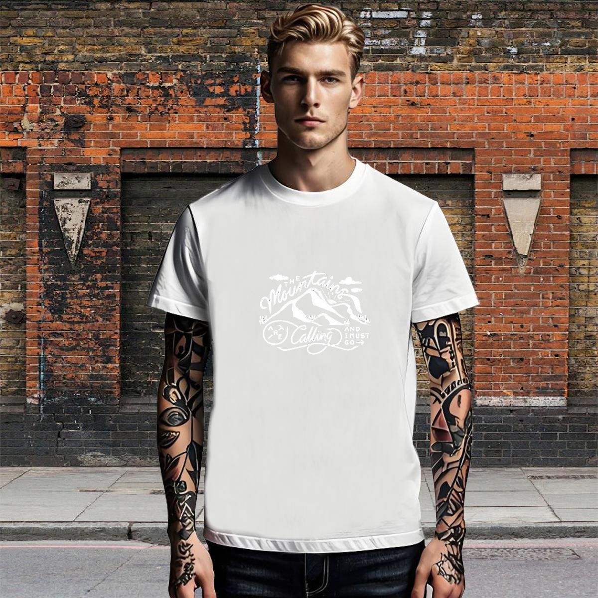 Comfortable Men Clothes T-Shirt Street wear Hip Hop 230g 100% Cotton Anime Print Short Sleeve Soft mountains T shirt Casual New Top Tees