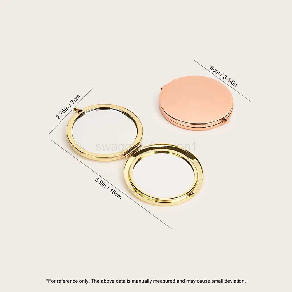 Round Double Side Metal Pocket Mirror Makeup Folding Mirror Hand Held Make Up Mini Mirror Cosmetic Gifts Purse For TravelXJ240813
