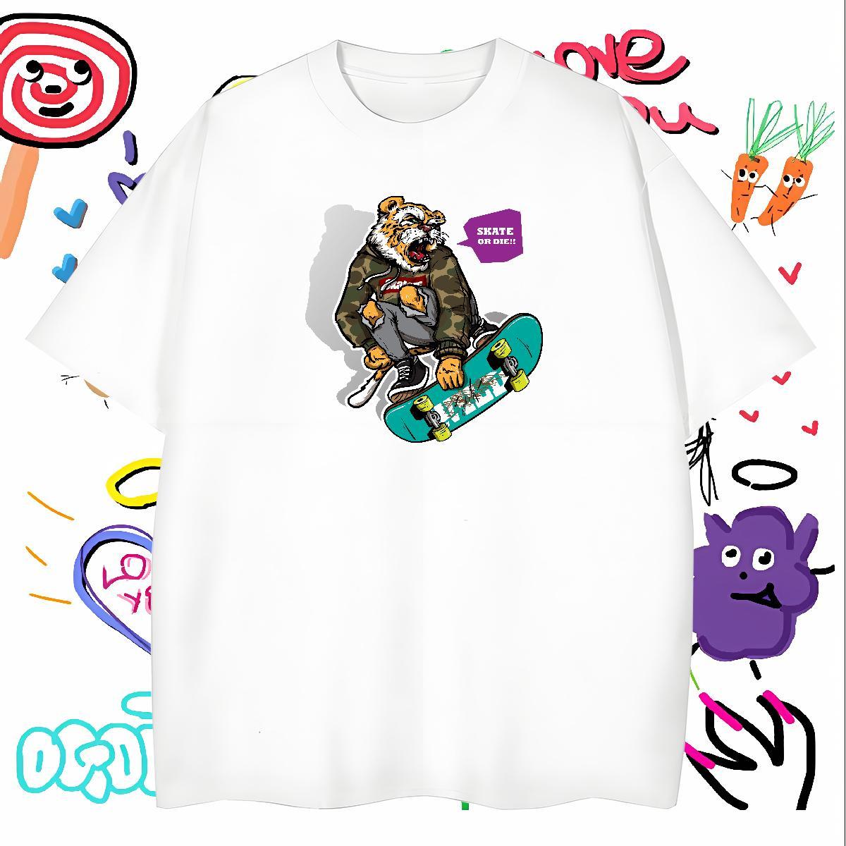 Cool Man T Shirts Short Sleeve Soft Street Anime Print 230g Pure Cotton Men Tees Free Shipping Wear
