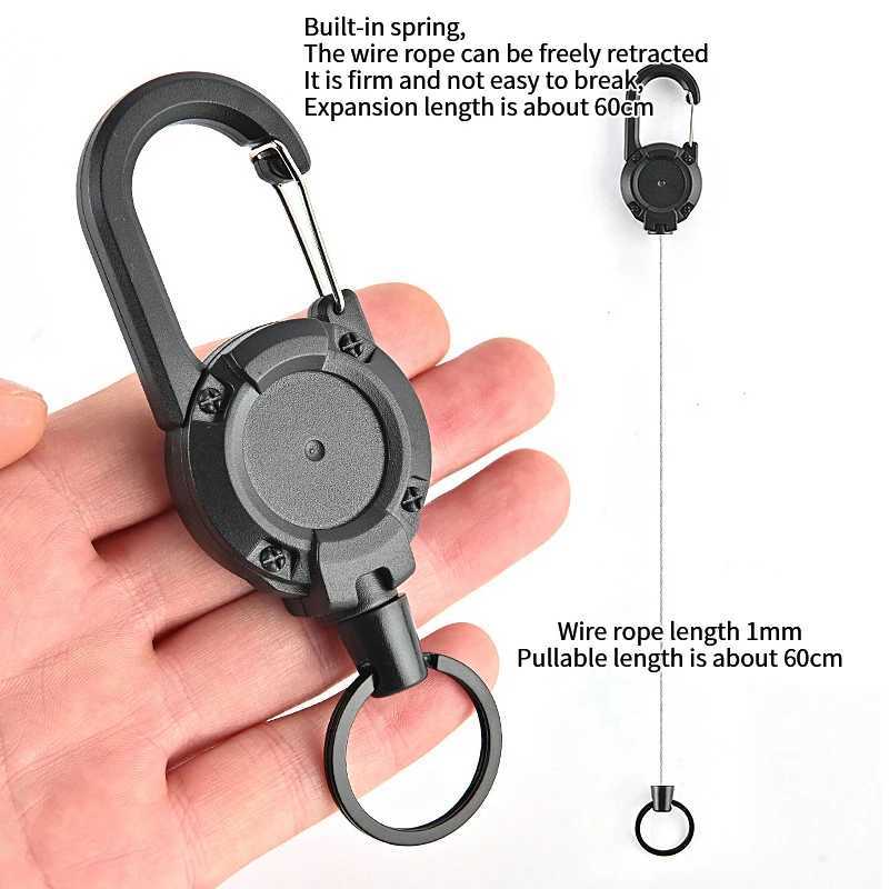 Anti theft metal easy to pull rope elastic keychain sports retractable keychain anti loss skateboard ID card W240808