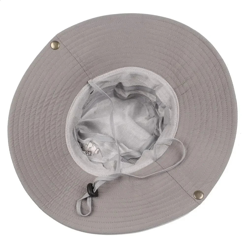 Summer Mens Bucket Hat Outdoor UV Protection Wide Brim Panama Wildlife Park Hunting Hiking Mesh Fishermans Beach Sunscreen 240812