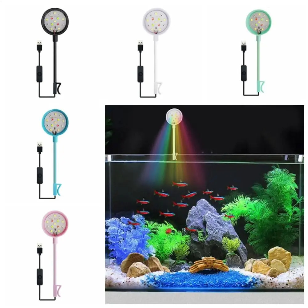 USB-Plug Aquarium Lamp LED with Clip Aquarium Plant Light Colored Lights Energy Saving Fish Tank Lamp Fishbowl 240812