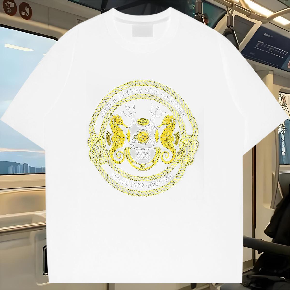 Free Shipping Men Clothes T-Shirt sea horse Daily Outfit 230g Pure Cotton Tops Tees Crew Neck Soft T-Shirts for Men DIY Printed