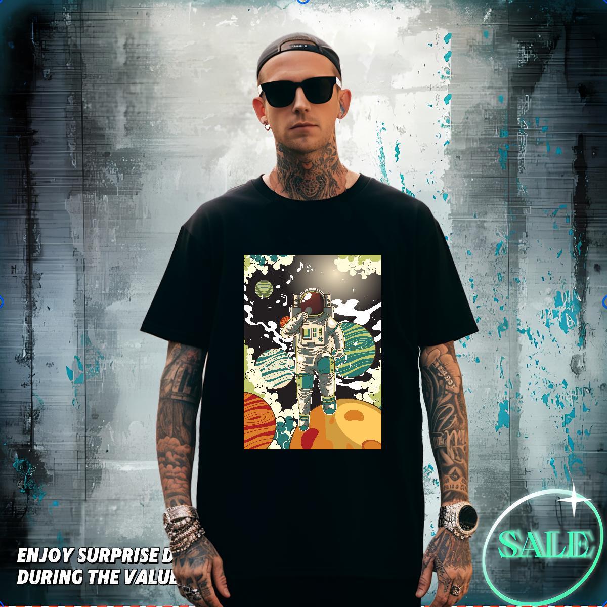 T shirt 230g Pure Cotton universe Street Wear Breathable Anime Print Couples T Shirts Classic Brand Tees