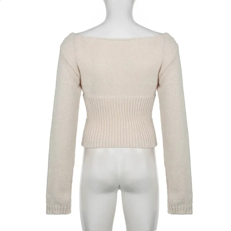 Retro Floral Sweaters Women Y2K Aesthetic Long Sleeve Cropped Jumper Tops Autumn Winter Casual Slim Sweater Pullover 240812