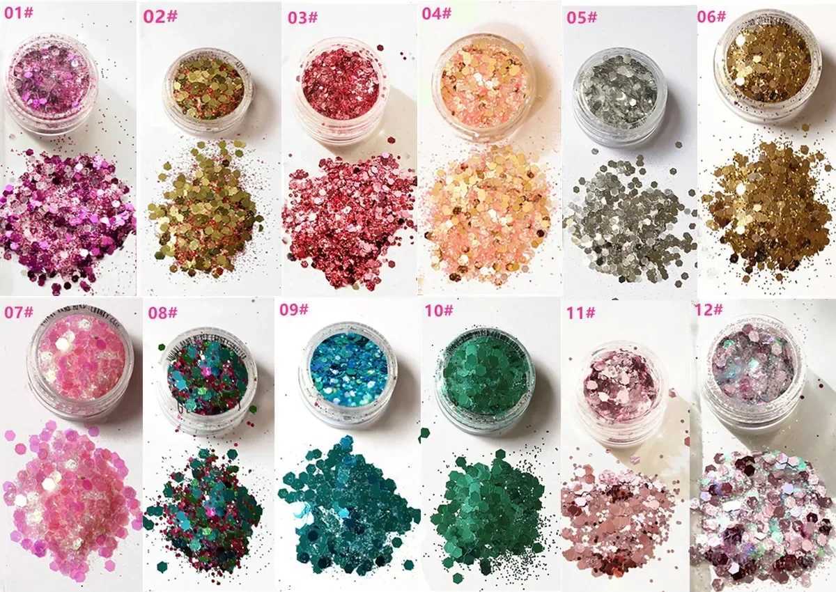 New Mixed Glitter Sparkling Round Color Sparkling Jar Nail Facial Body Shadow Sparkling Beauty Makeup Sparkling Powder W240812