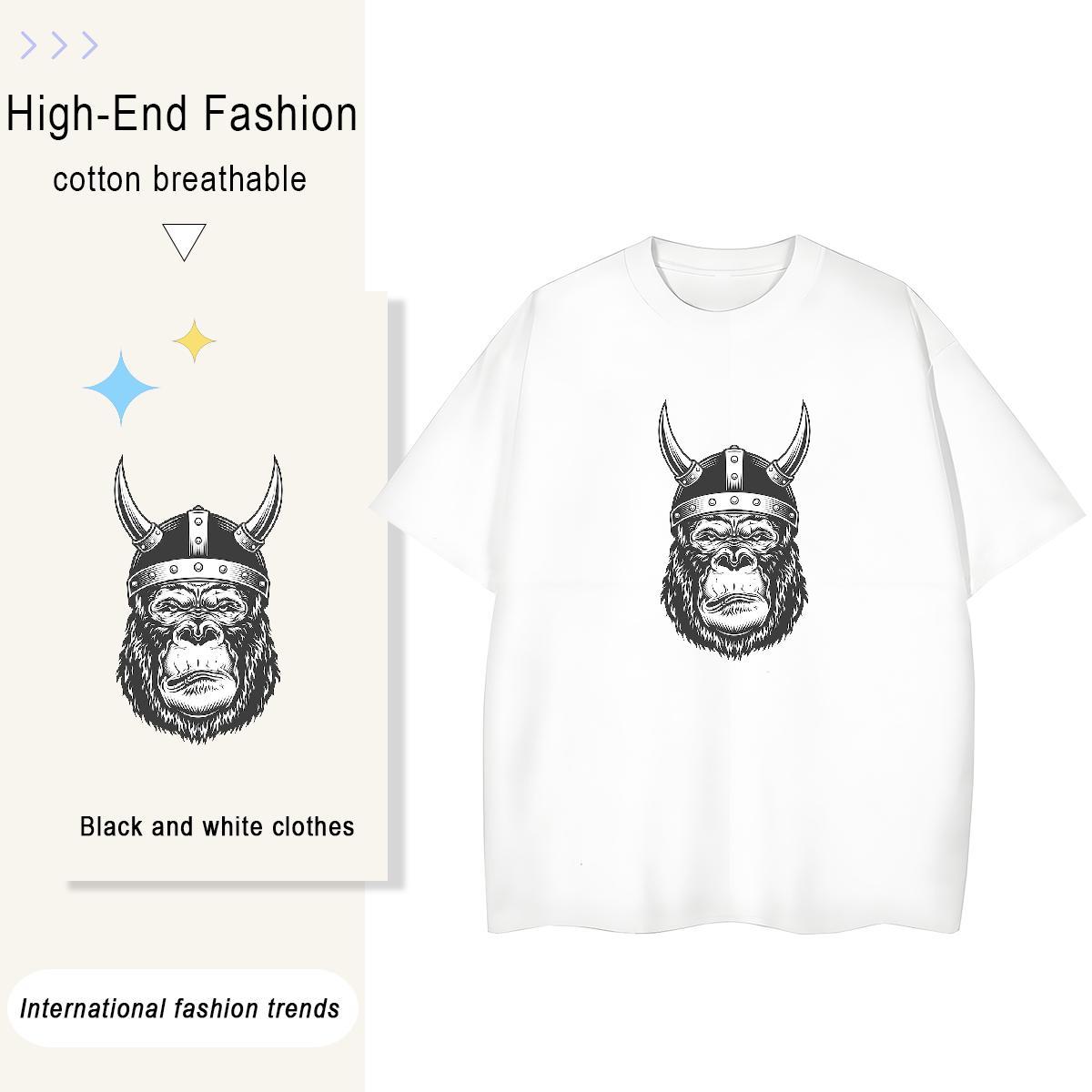 Designer Men Tshirts Daily Outfit 230g Pure Cotton Floral Print Breathable Crew Neck chimpanzee Men T Shirts 2024 DIY Tees Shirts