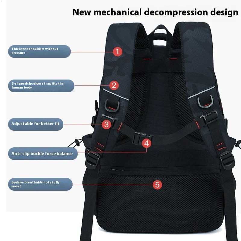 Backpack Primary School Middle Students High Bags Large Capacity Ultra Light Load Reduce Outdoor Travel Business 240813