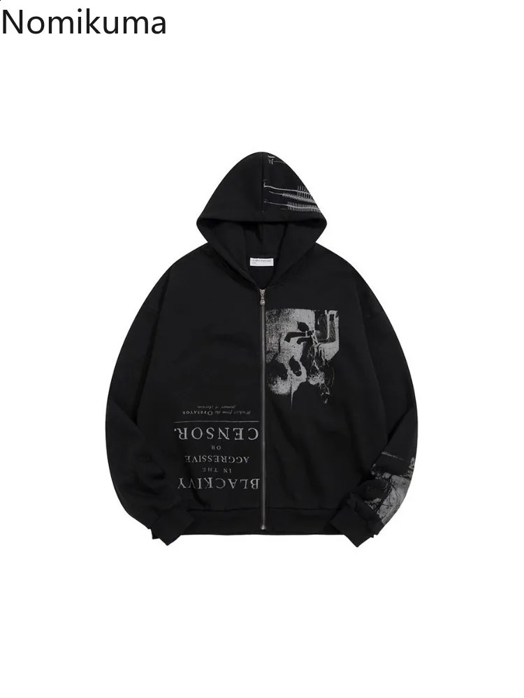 Cotton Punk Zip Up Hoodie Women Harajuku Fashion Hoodies Oversized Jackets Y2k Tops Clothes for Teens Casual Hooded Sweatshirts 240812