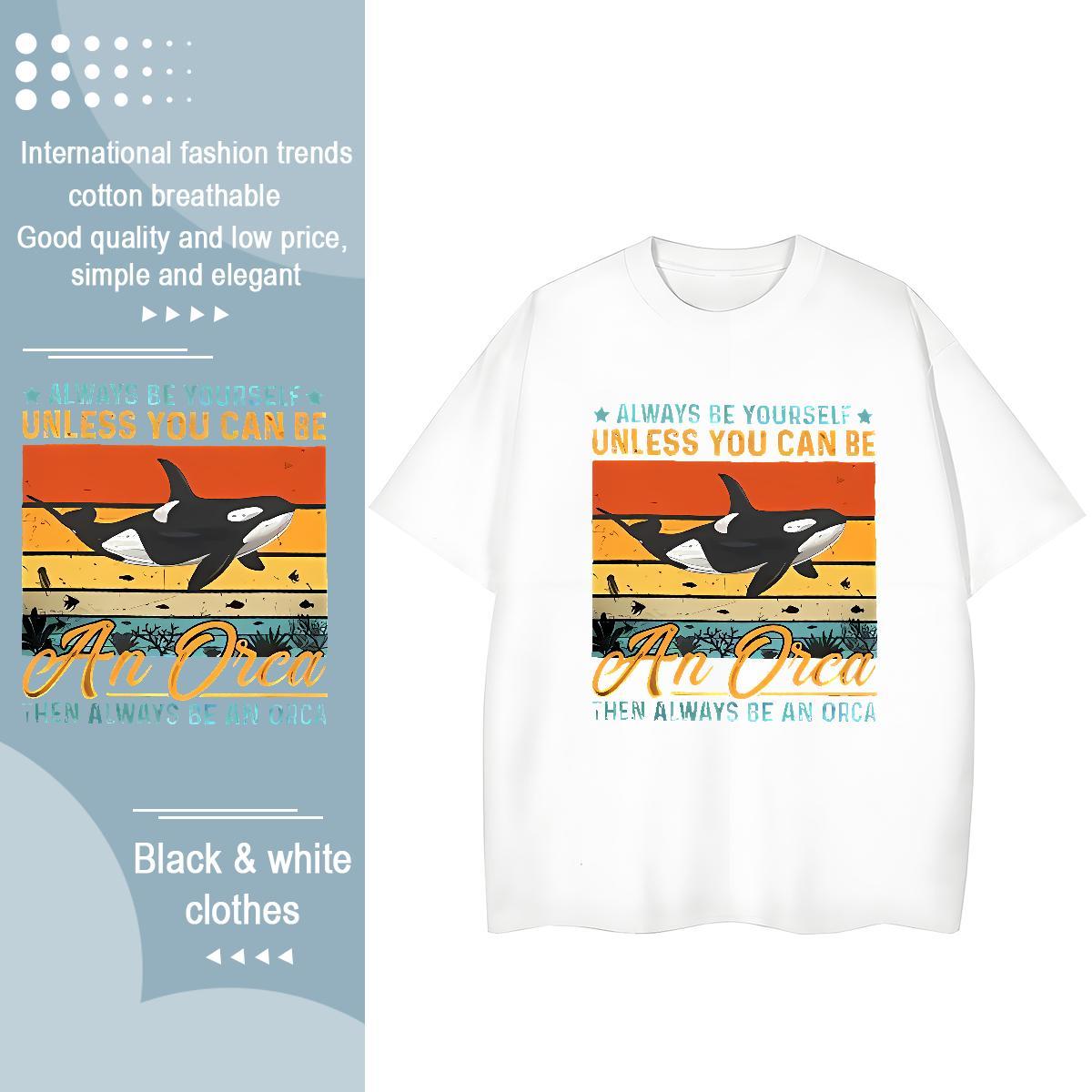Unisex Mens T Shirts dolphin Crew Neck Breathable Hip Hop Custom Print Plus Size 100% Cotton 230g Mens Tshirts DIY Polos