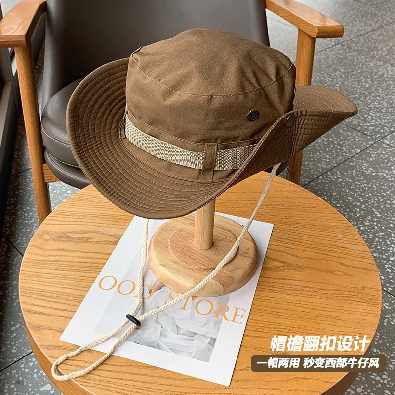 Customized Printing Four Seasons UV resistant Hiking Hat Outdoor Fishermans Western Cowboy Wind Sunshade Camping Mens 240812