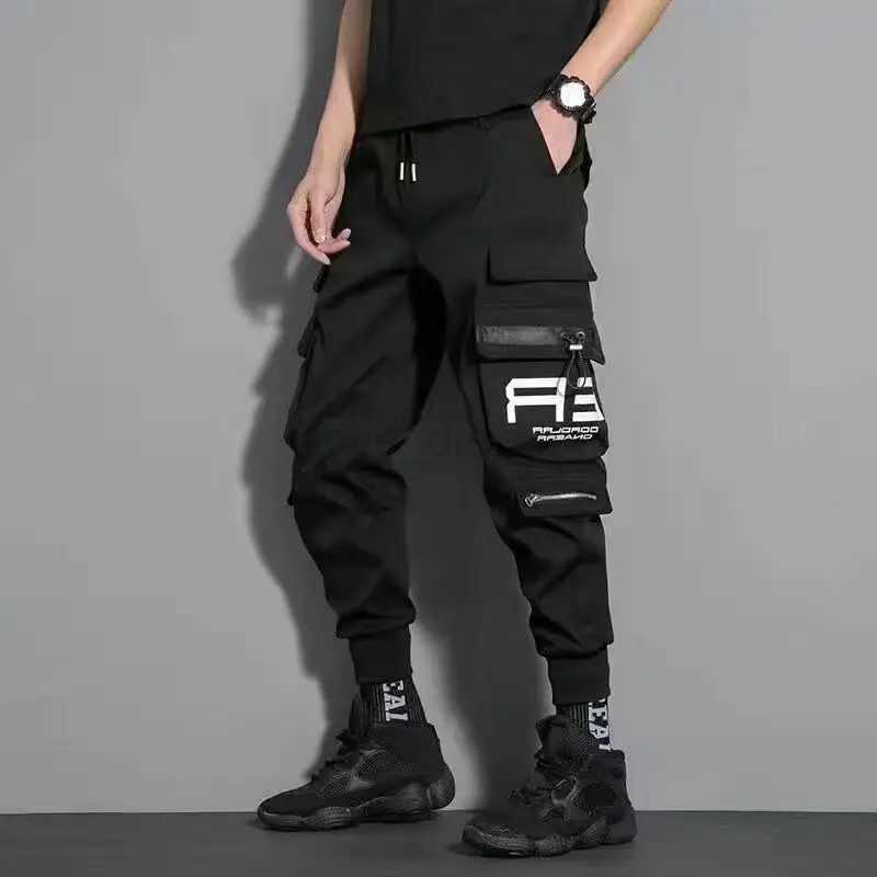 Thin Streetwear Casual Pants Men Ribbons Harem Jogging Pants Male Slim Fit Spring Cargo Pants Multi-Pockets Women Trouser J9XJ240813