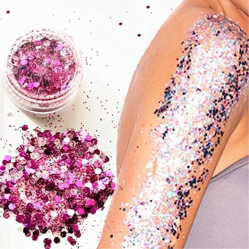 New Mixed Glitter Sparkling Round Color Sparkling Jar Nail Facial Body Shadow Sparkling Beauty Makeup Sparkling Powder W240812