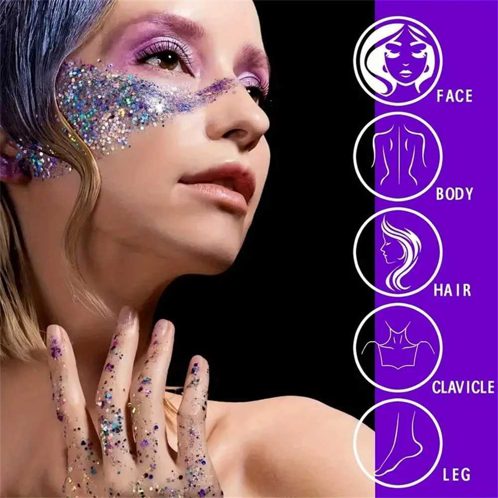 Mermaid Sequins Body Glitter gel - Lasting gloss for carnivals parties festivals and stage performances - Perfect for teenage girls W240812