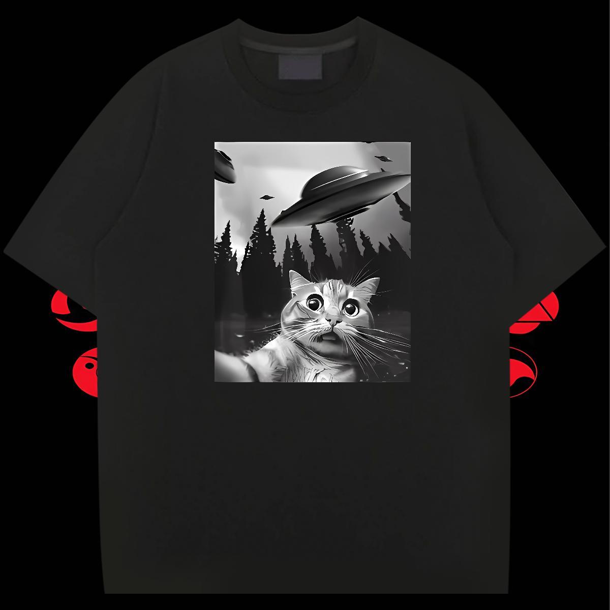 Designer Men Tops Tees Casual Daily Wear 100% Cotton 230g Cartoon Print Crew Neck cat Men T Shirts Wholesale Top Tees