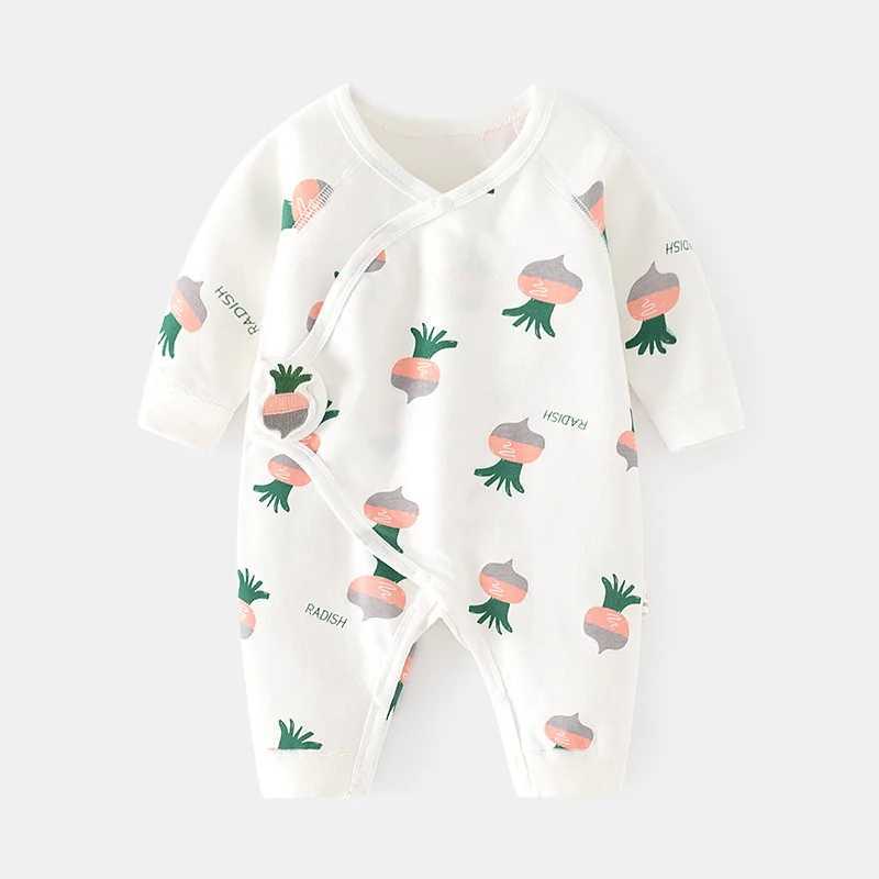 0-6M newborn girl boy jumpsuit pure cotton printed baby jumpsuit casual newborn girl clothing spring and autumn clothing new W240812