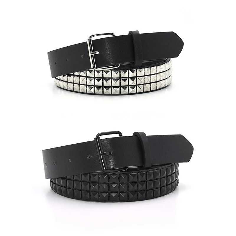 Fashion rivet strap mens and womens screw strap punk rock with pin buckle direct shipping black W240807