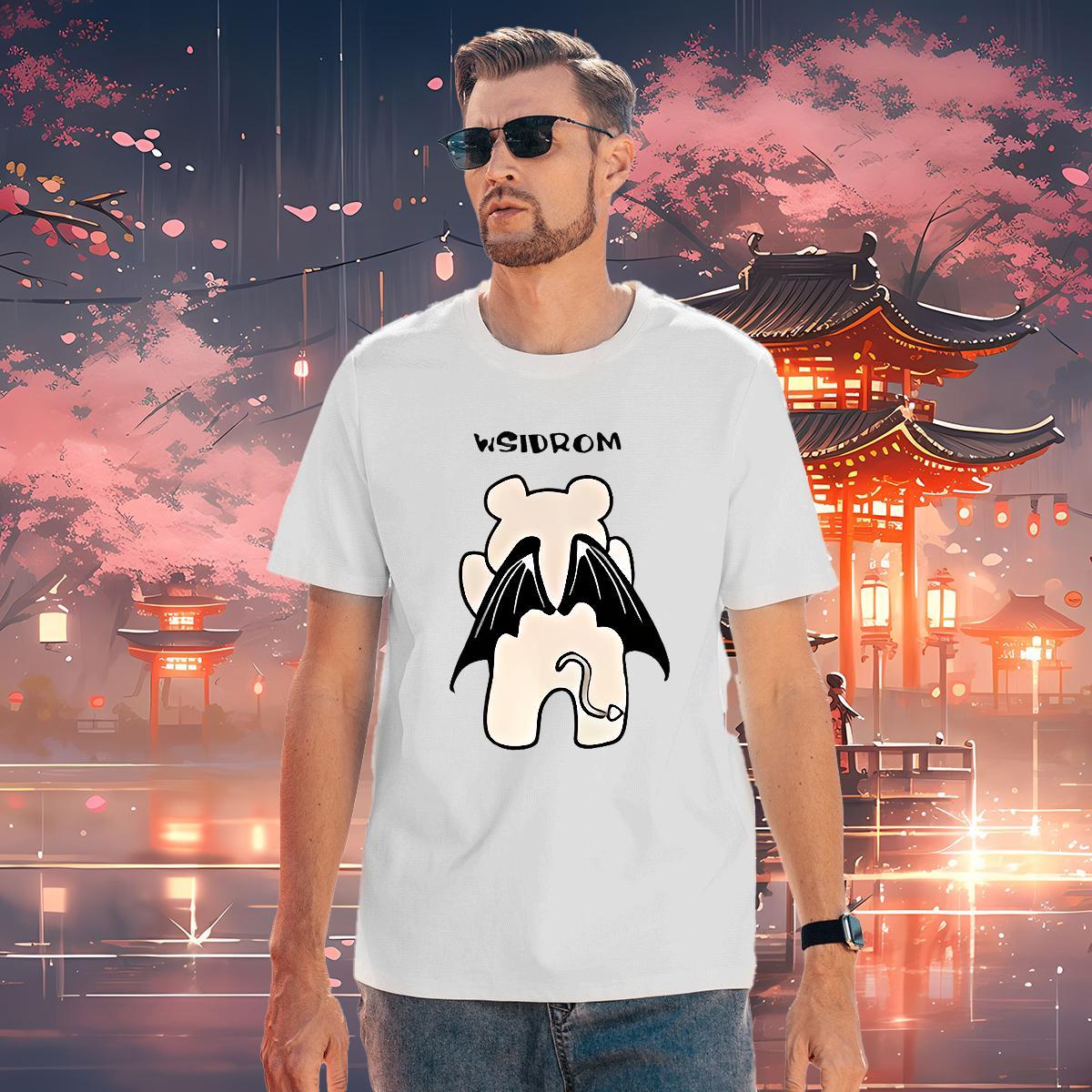 Man T Shirts 230g 100% Cotton bear Street wear Hip Hop Breathable Crew Neck Cartoon Print Tshirt for Man Woman 2024 Loose Fit Top Tees