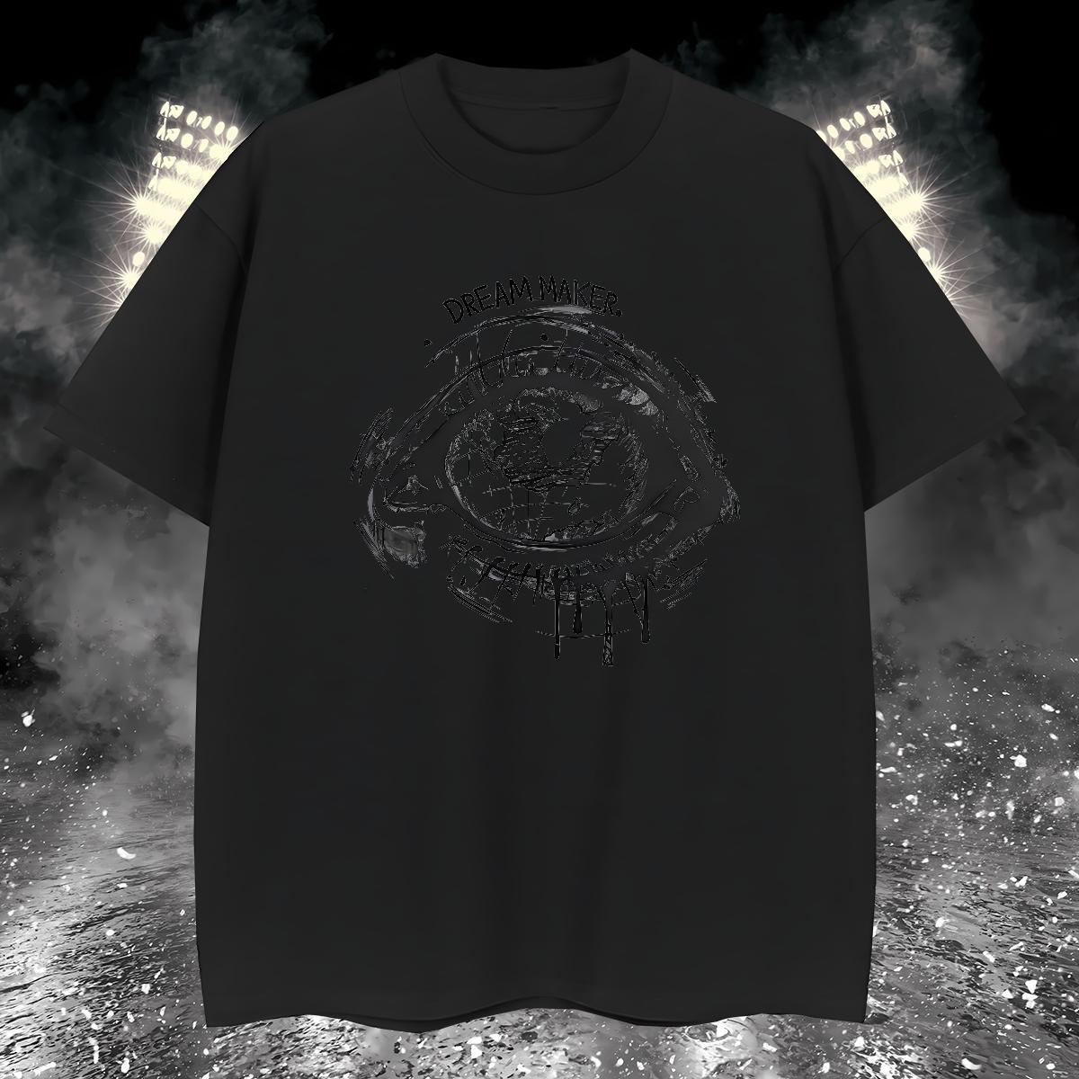 T Shirt For Man 230g Cotton eyes Anime Printing Street Breathable Short Sleeve Black White Couples T Shirts DIY Loose Tee Shirt