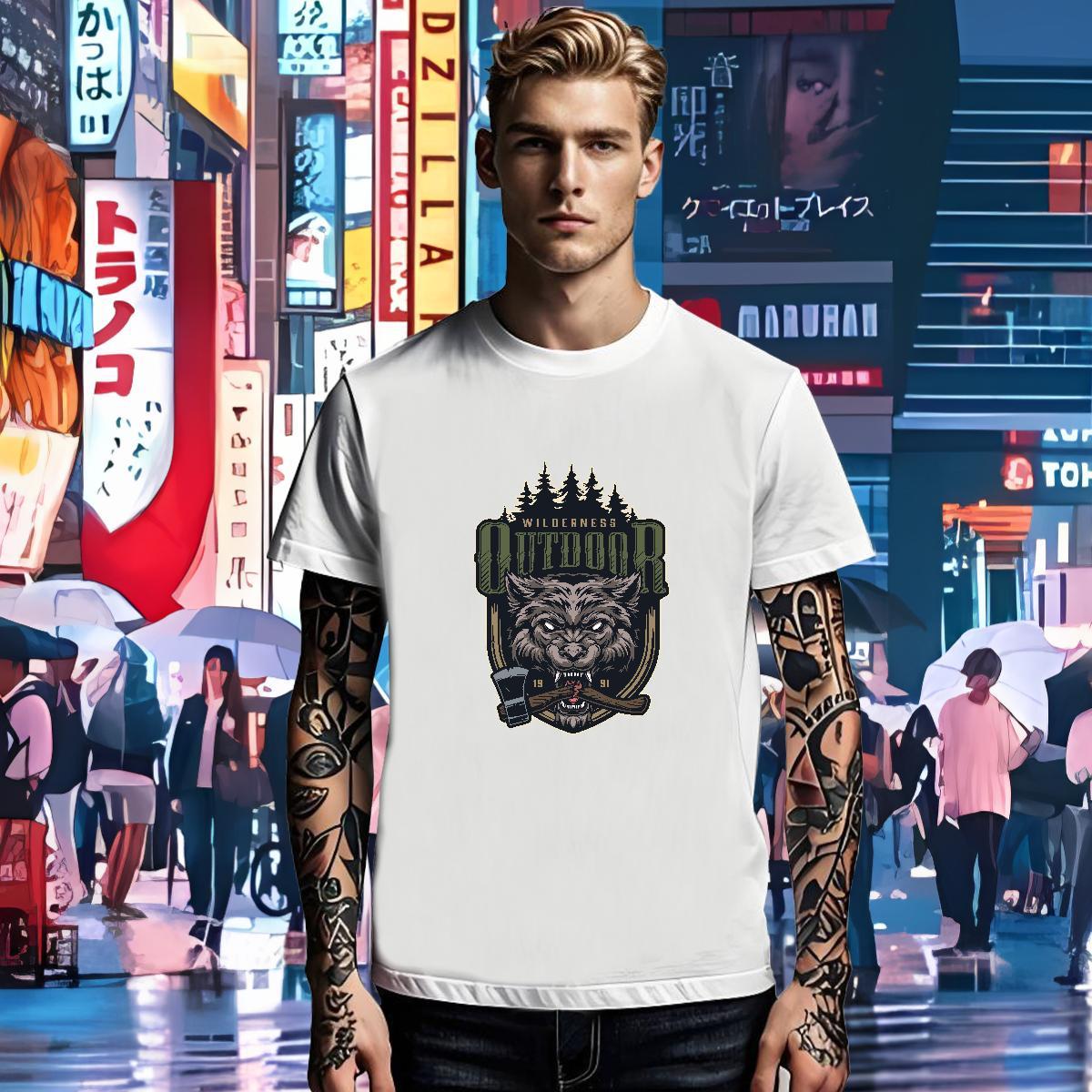 Custom Men Clothes T-Shirt wolf Casual Daily Wear 230g Pure Cotton Tops Breathable Classic Men T Shirts Custom Big Size