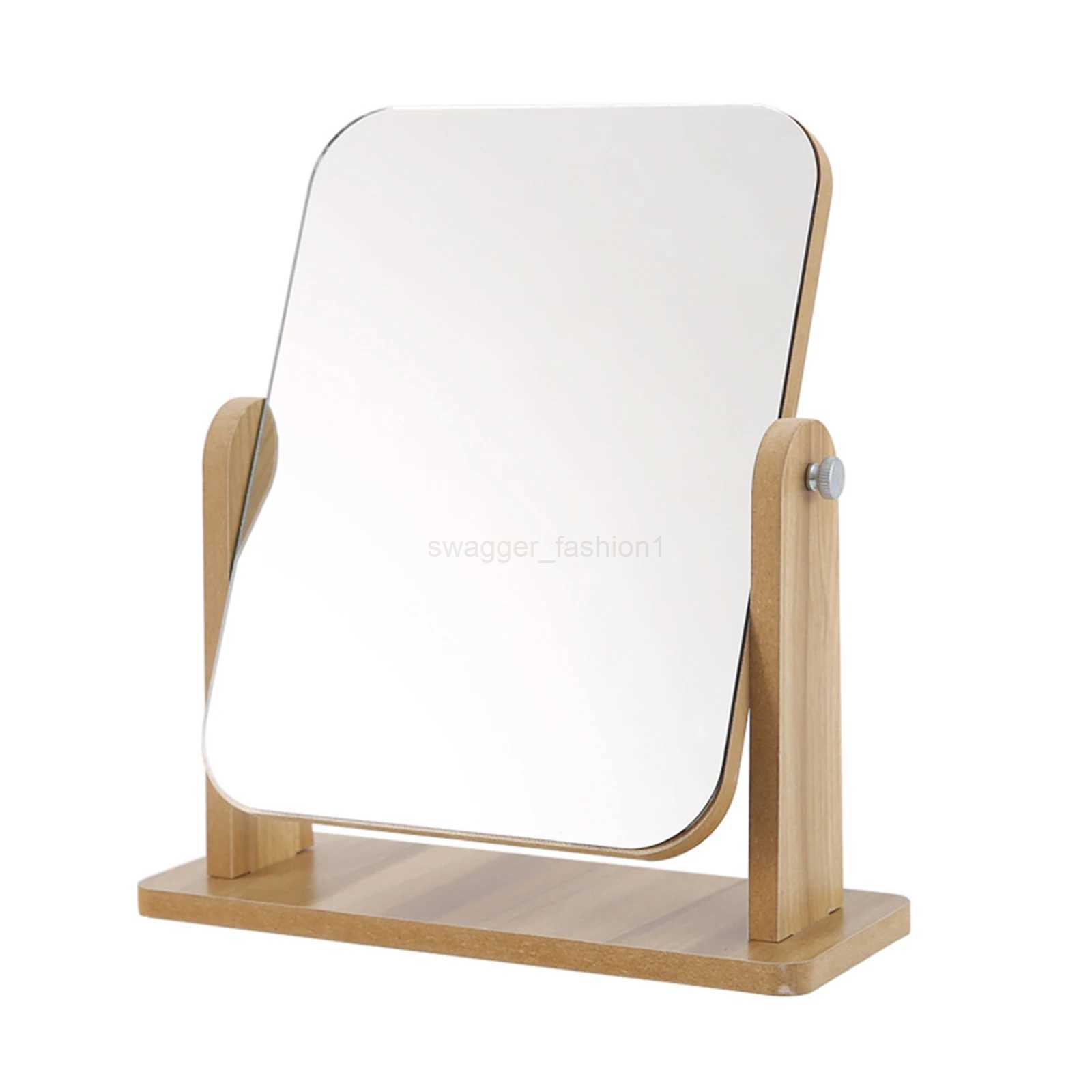 Decorative Mirror HD Classic Table Mirror Standing Wooden Base 360 Degree Rotation Stable for Home Bathroom BedroomXJ240813