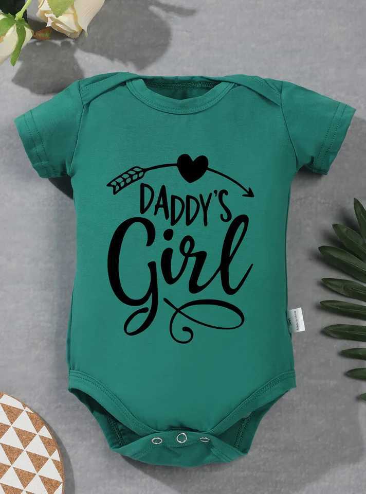 Preschool girl boy clothing tight fitting clothes dad girl printed baby jumpsuit short sleeved irregular letter Onesie W240812