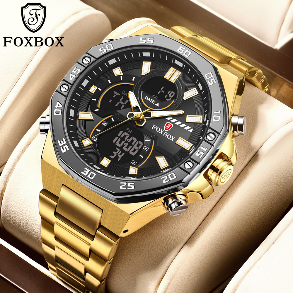 LIGE Classic New Men's Waterproof Multi functional Dual Display Electronic Watch Night Light Alarm Clock Timer Code Watch