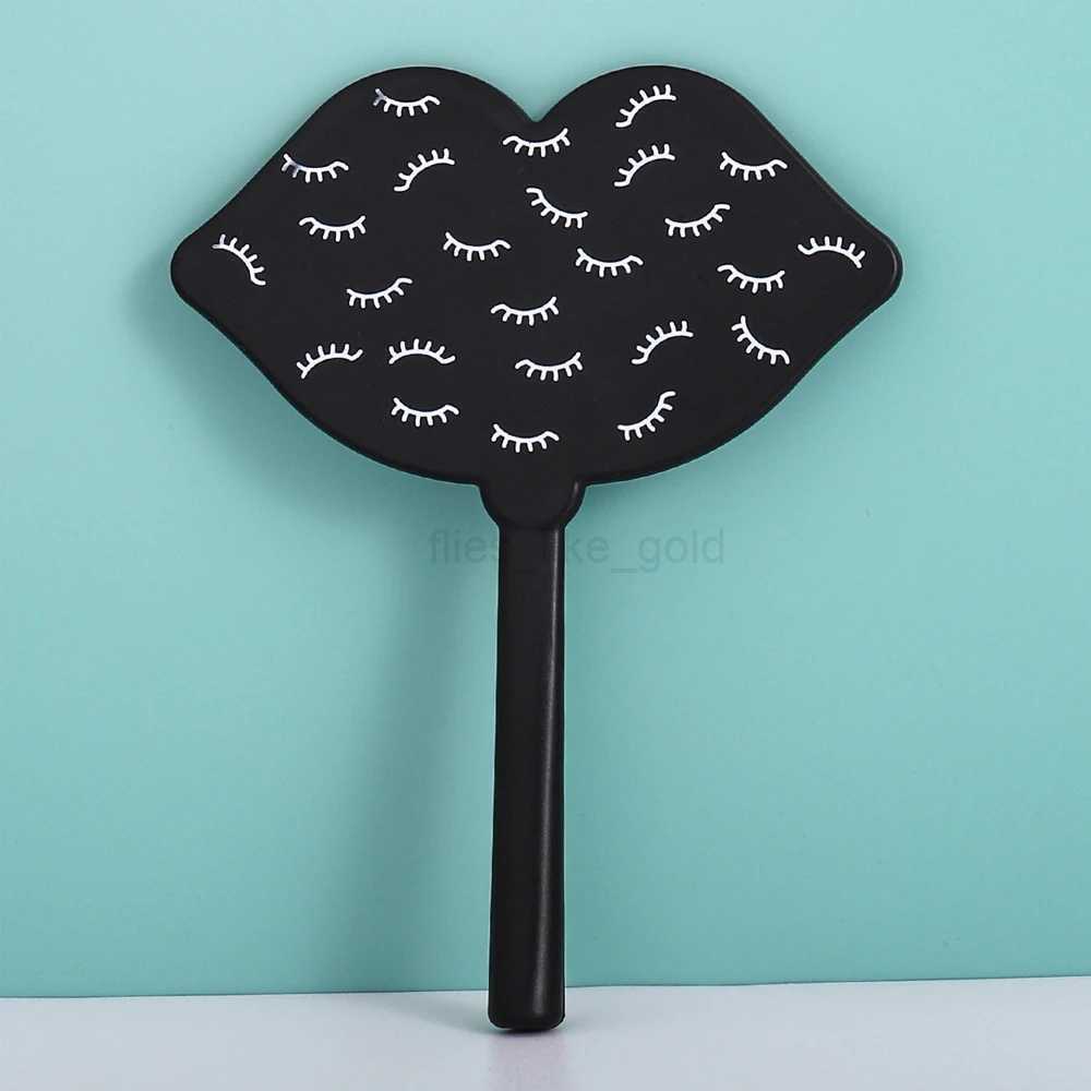 1 lip shaped handheld mirror with eyelashes suitable for compact makeup mirrors in pink/black/white salons W240813