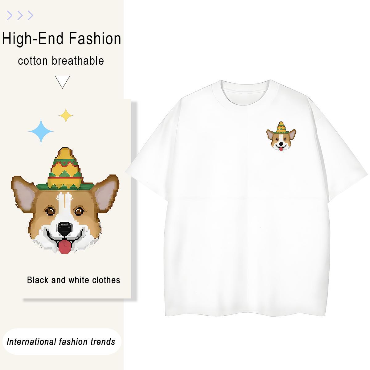 Loose T-Shirts for Men dog Round Neck Short Sleeve Daily Outfit Customized Print 230g 100% Cotton Men Clothes T-Shirt New Designer Tshirts