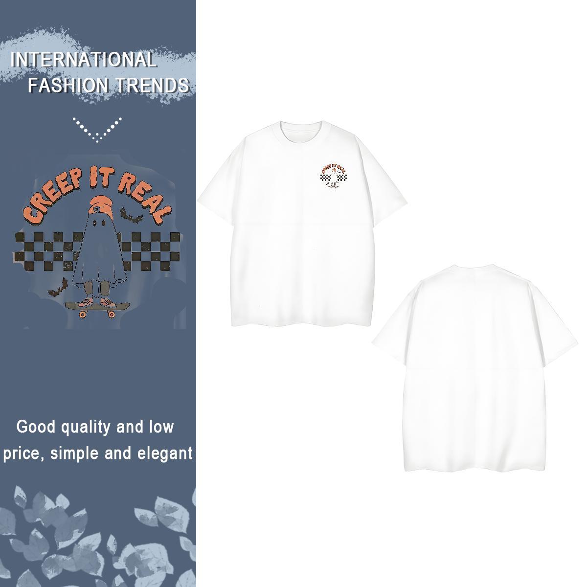 T-Shirts for Men 230g Pure Cotton monster Sports Casual O Neck Short Sleeves Oversized 3XL 4XL Mens Tshirts Brand Soft Wear