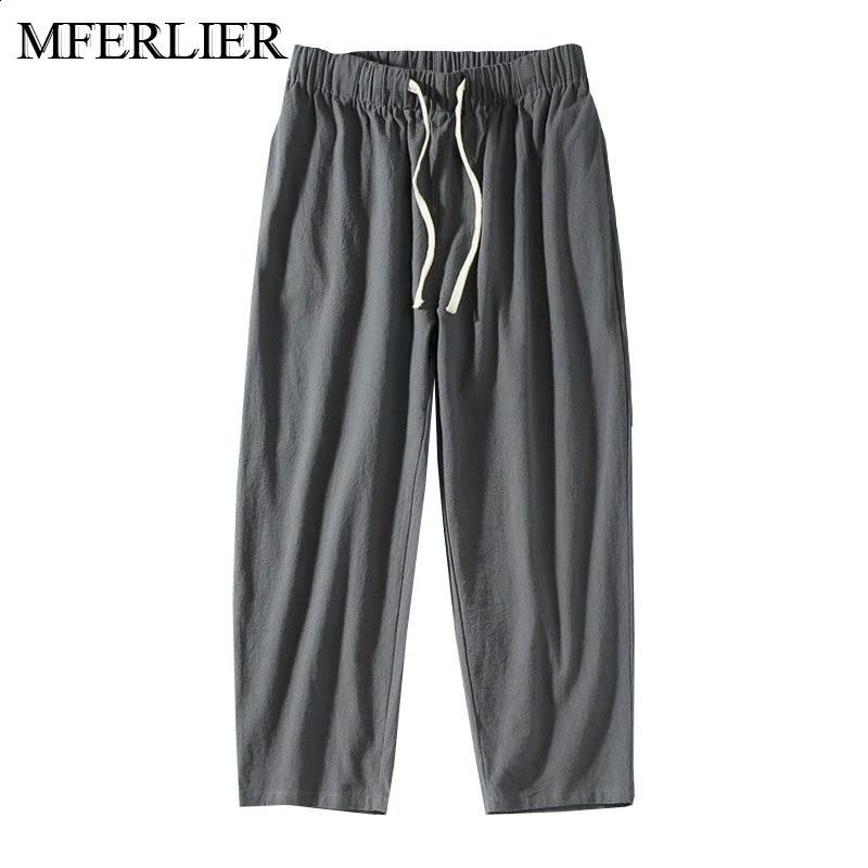 Summer Men Pants 12XL 11XL 10XL 9XL 8XL 7XL Waist 170cm Cotton Plus Size Ankle-length Pants 240812