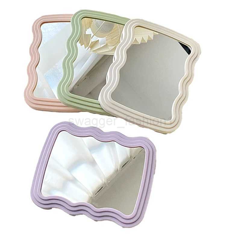 1pc Cute Corrugated Desktop Makeup Mirror Solid Color Simple Portable Handheld Makeup Mirror Foldable Creative For WomenXJ240813