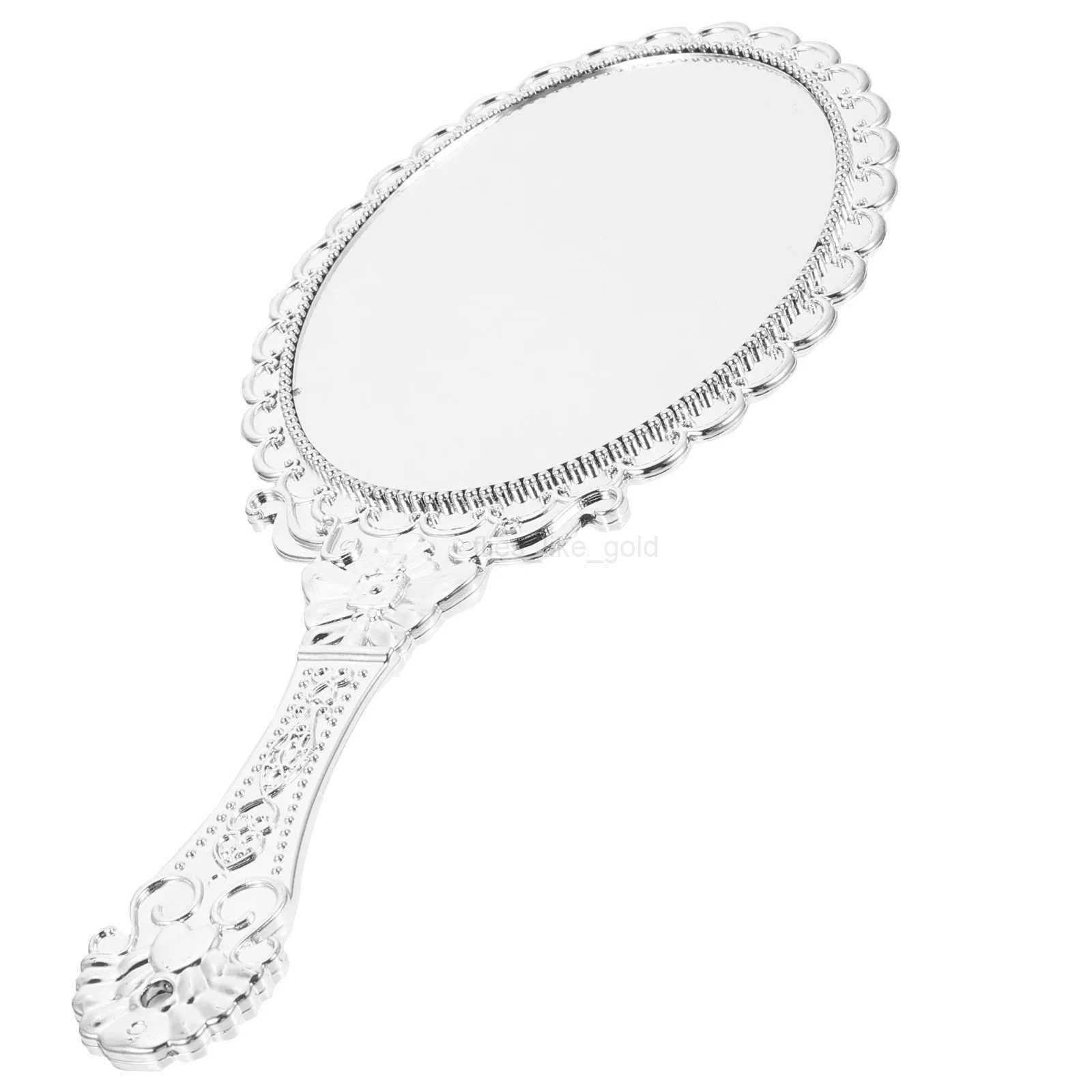 Retro Handle Mirror Portable Travel Makeup Mirror Dressing Table Mini Handheld Compact W240813