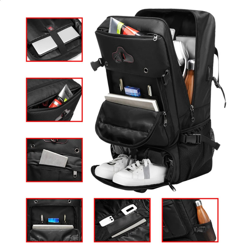 Mens travel bag backpack large capacity luggage multifunctional waterproof outdoor hiking 240813