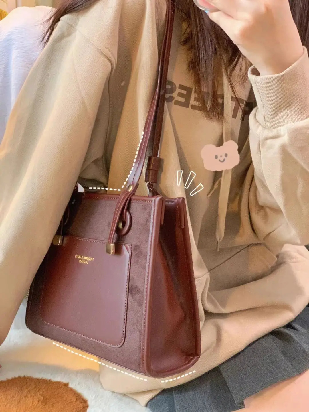 JIAERDI Vintage Square Messenger Bag Women Leather Casual Large Capacity Y2k Handbag Ladies Harajuku Brown Shoulder Tote Bags 240813