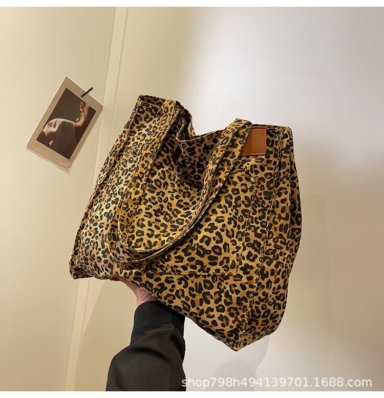 Leopard Design 2024 Korean Fashion Shopper Big Shopping Bags for Women Lady Shoulder Large Capacity Bag Girl Handbag