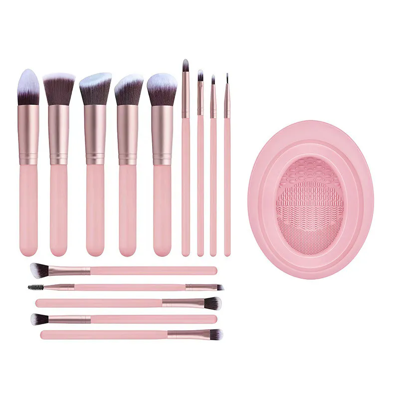 14 Pcs Makeup Brush Set With Brush Cleaner Premium Synthetic Foundation Face Powder Blush Eyeshadow Cruelty-free Juego De 14 Brochas De Maquillaje Who