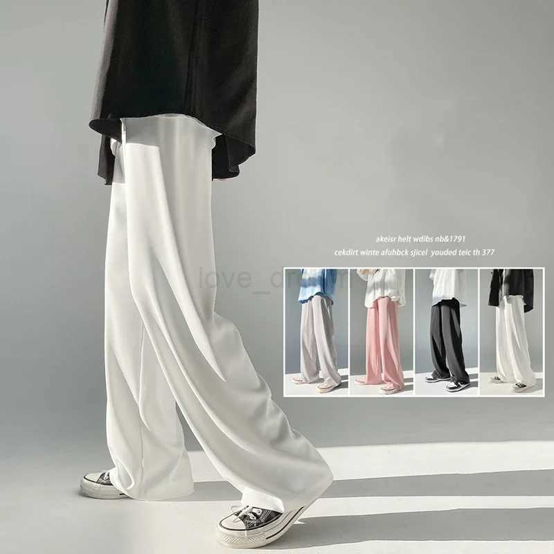 Men Korean Straight Pants Fashion Mens Thin Ice Silk Pants Joggers Loose Casual Straight Trousers Couple PantsXJ240813