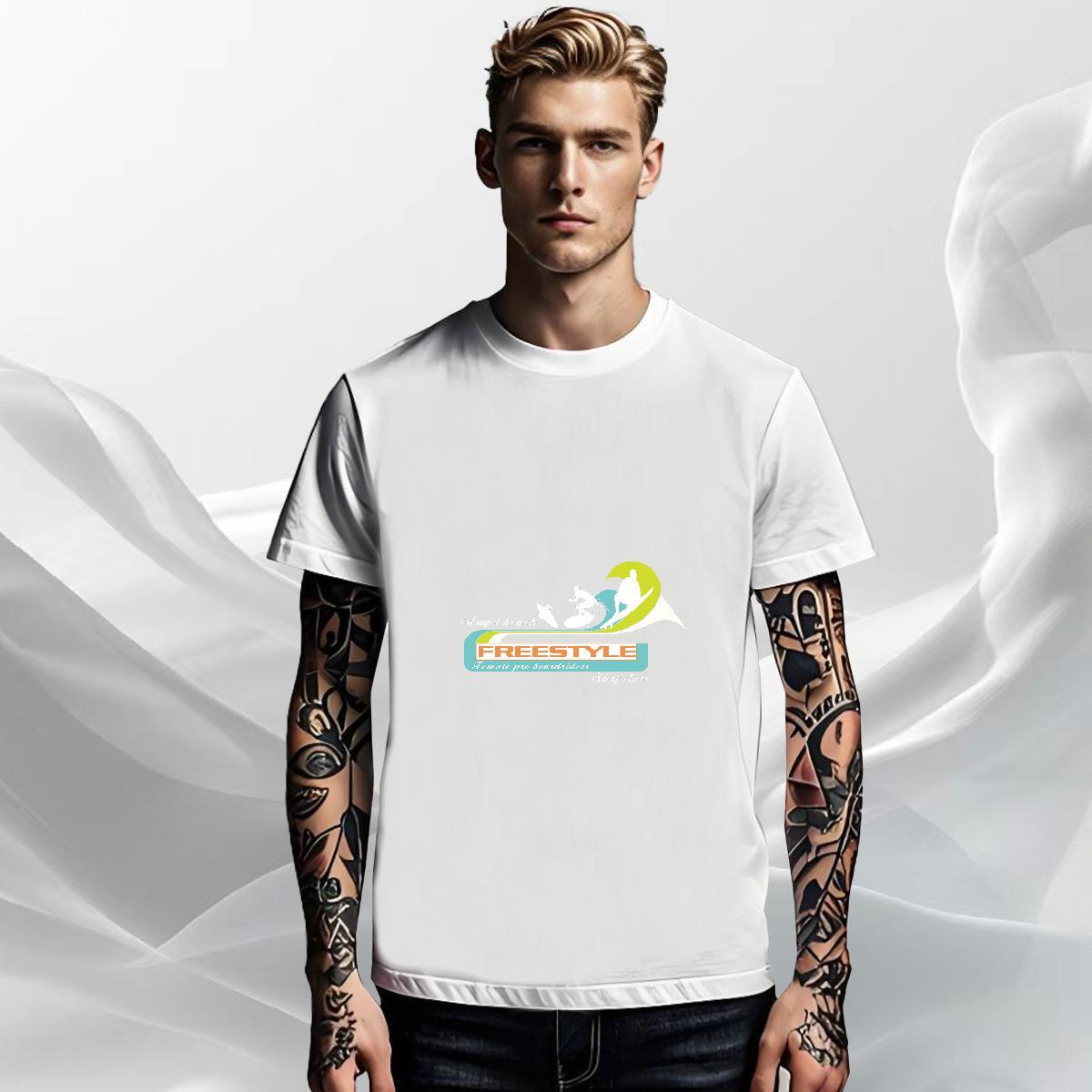 TOP Quality Mens Tshirts Street wear Hip Hop 230g Cotton Black White Short Sleeve O-Neck sea wave Men T Shirts New Designer Wear