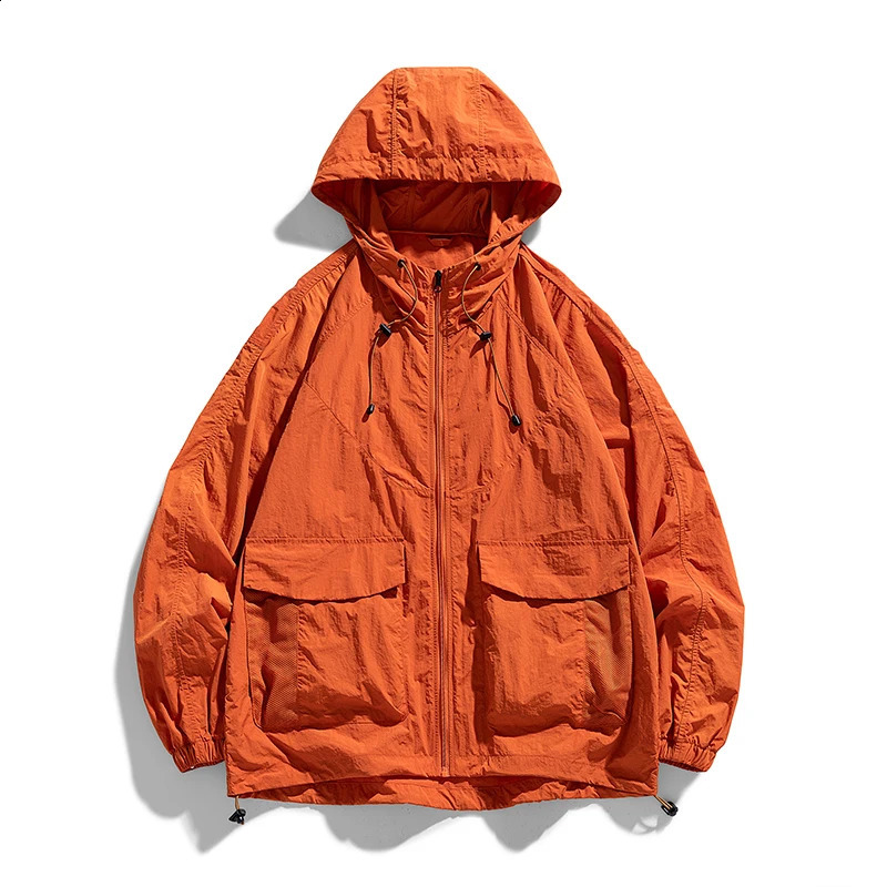 Summer Oversize Sunscreen Jacket Men Baggy Coat Outerwear Fashion Korean Streetwear Sun Protection Clothing Tops Male Plus Size o240812