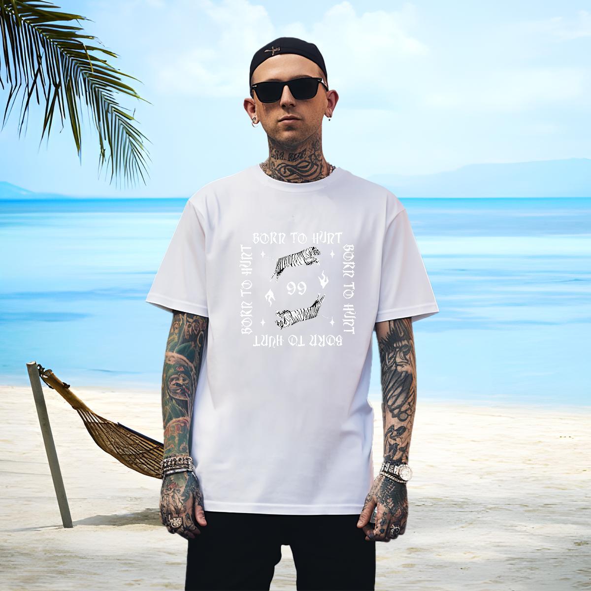 Classic T-Shirts for Men tiger Round Neck Short Sleeve Hip Hop White Plus Size 230g Cotton Couples T Shirts Designer Tops Tees