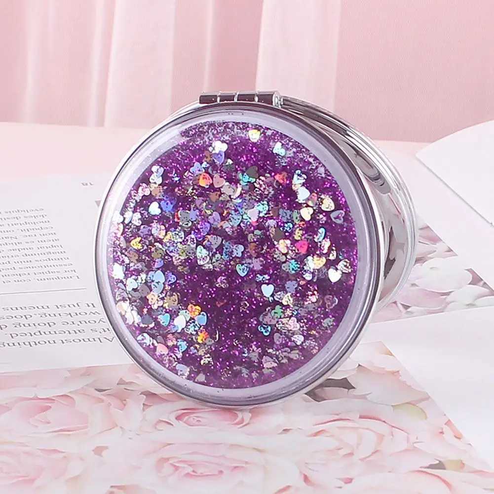 Chic Makeup Mirror Compact Pocket Mirror Shiny Quicksand Beauty Stuff Long-lasting Makeup MirrorXJ240813
