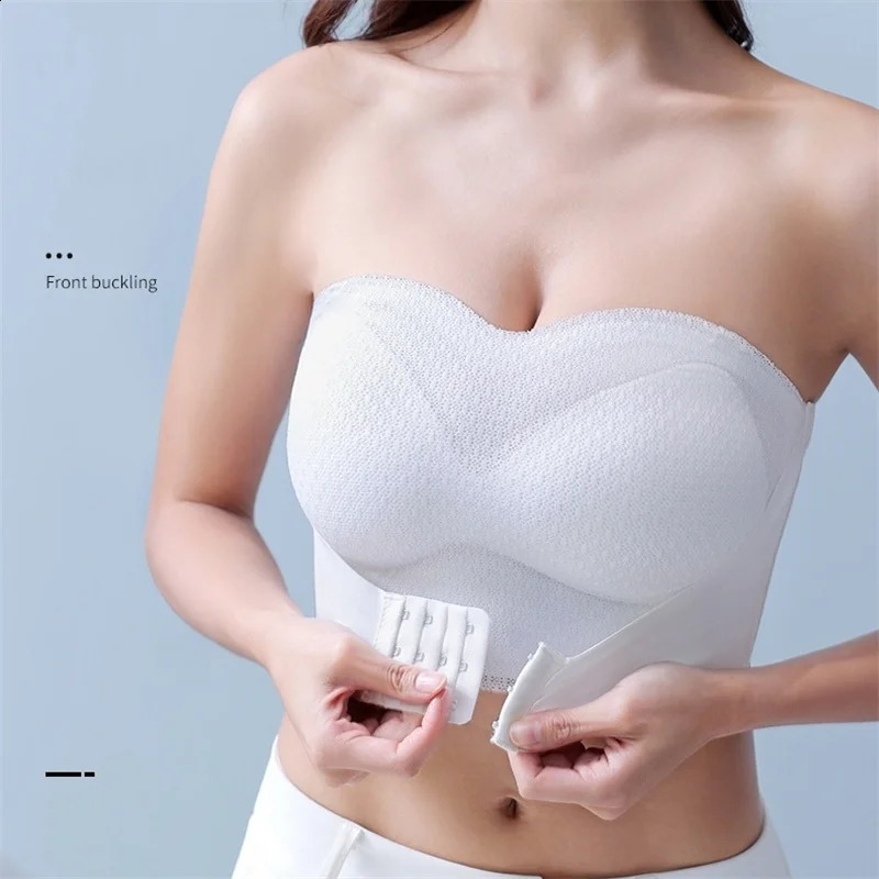 Sexy Push Up Bra Front Closure Strapless Underwear for Women Plus Size Invisible Brassiere Wireless Breathable Female Lingerie 240812