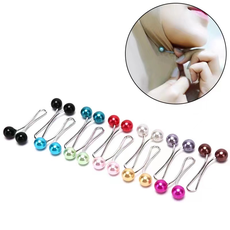 Compact pearl scarf clip headscarf clip shawl clip fixed clip brooch pin