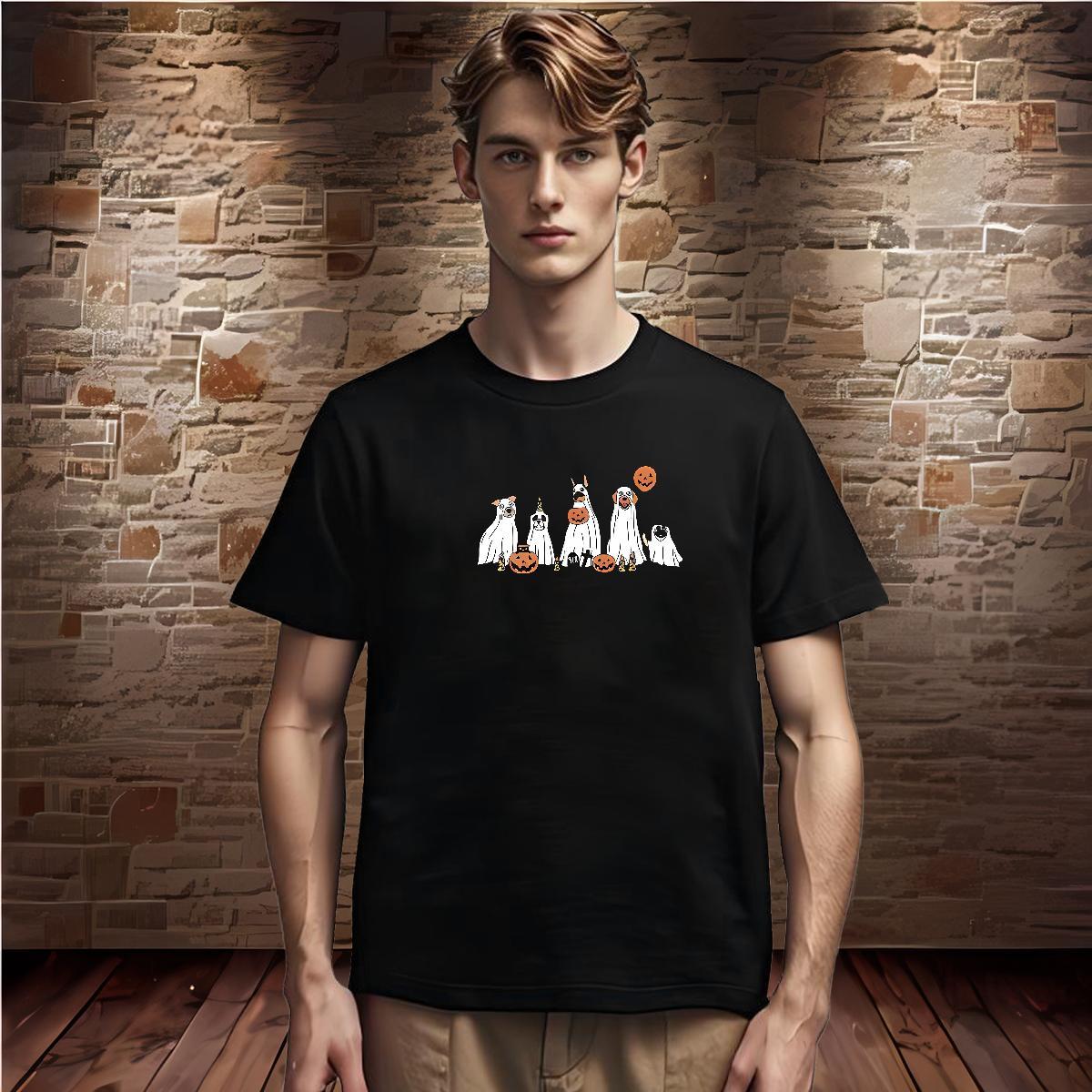Mens T Shirts 230g Pure Cotton halloween Sport O Neck Short Sleeves Black Oversized Men Tees Fashion New Cool Tees Shirts