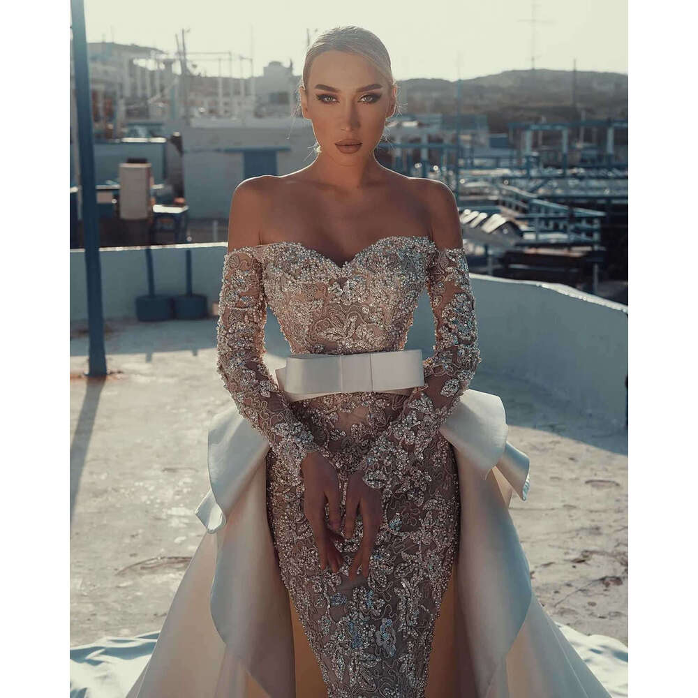 2024 New Sheath Gown Wedding Dresses Beading Crystals Lace Bridal Gowns Big Custom Size Colour vestidos de novia