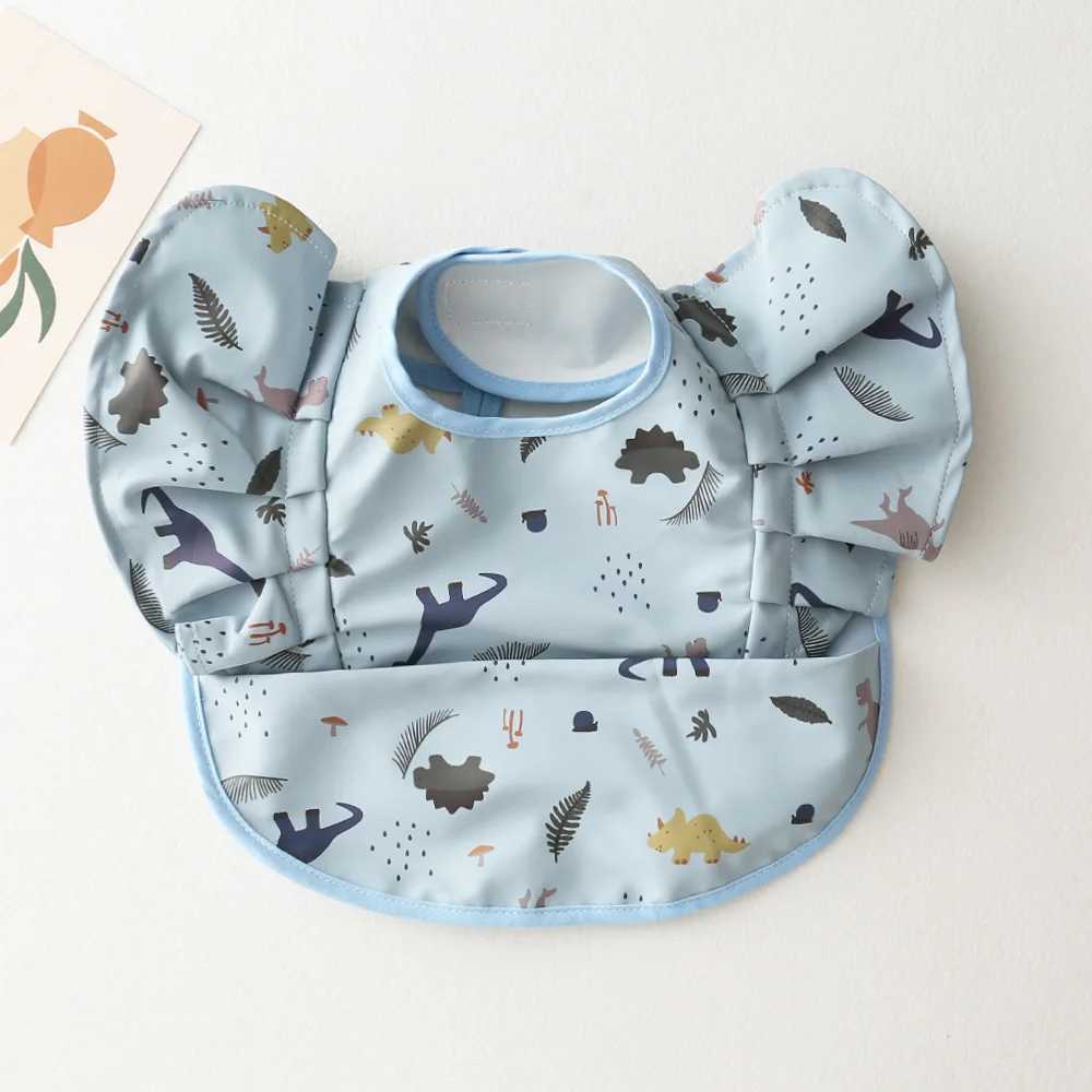 Bibs Burp Cloths INS Nordic Style Baby Bibs Waterproof Short Sleeve with Pocket Feeding Waterproof Bib Easy Clean Cute Elephant Bibs Soft PUL4812