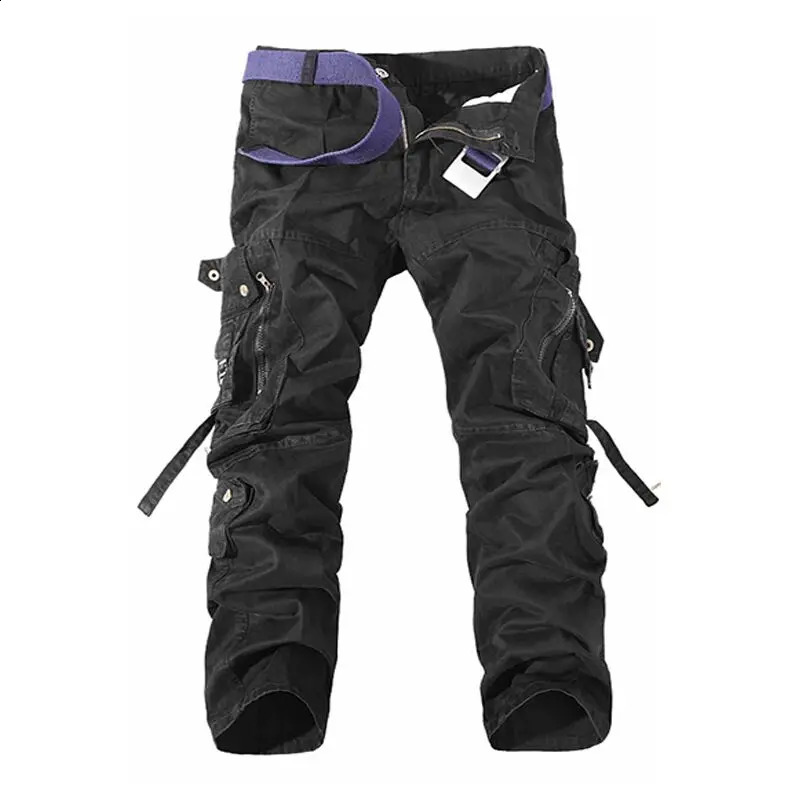 Tactical pants mens multi pocket washing loose cotton casual cargo 240812